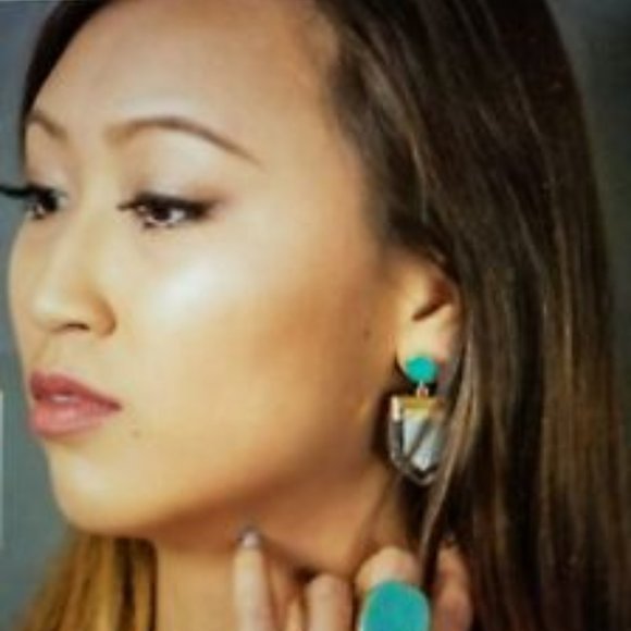 Turquoise & Quartz Point Earrings - Picture 1 of 2